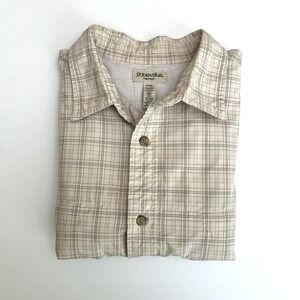 St. John's Bay Mens Plaid Cape Back Button Down Short Sleeve Shirt, Mens St. P14